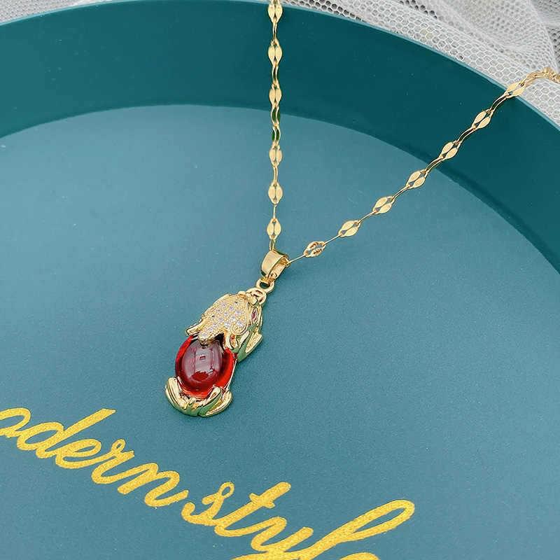 18K Gold-Plated Titanium Steel Lucky Bag Pendant Necklace for Women - Non-Fading, Light Luxury Clavicle Chain, Perfect Valentine's Day Gift