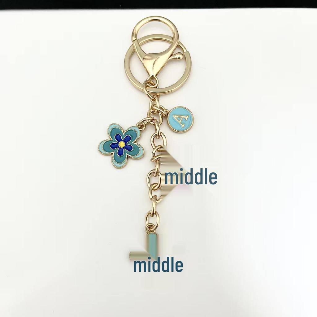 Gradient Flower Letter Keychain for Bags and Car Keys