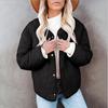Women Winter Casual Fashion Solid Color Button Plush Jacket Long Sleeve Coat