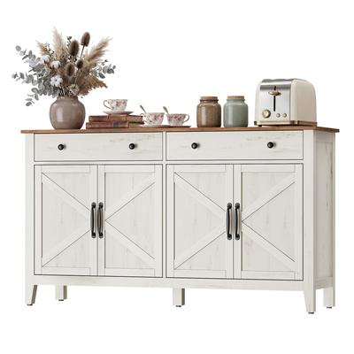BBK381W02 Credenza con Cassetto, Mobile da Cucina con Ante, Ripiano Regolabile, Stile Rustico, per Soggiorno, Sala da Pranzo
