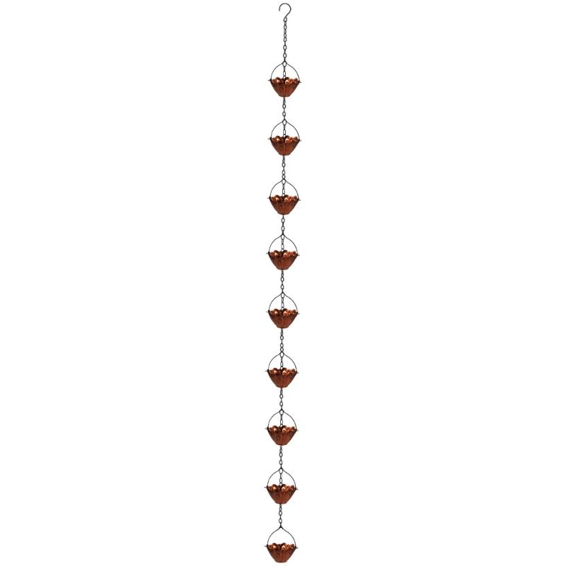 Catena per la pioggia in metallo Fiori vintage Raccoglitori di pioggia per grondaie esterne Grondaie Drenaggio sottotetti Resistente alla ruggine Decorazioni da giardino