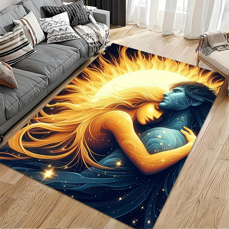 Sun and Moon Embrace Carpet Suitable As a Non-slip Mat for the Living Room or Bedroom Sofa