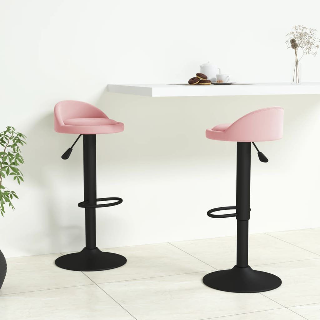 Bar Stool Set 2 Pcs Pink Velvet