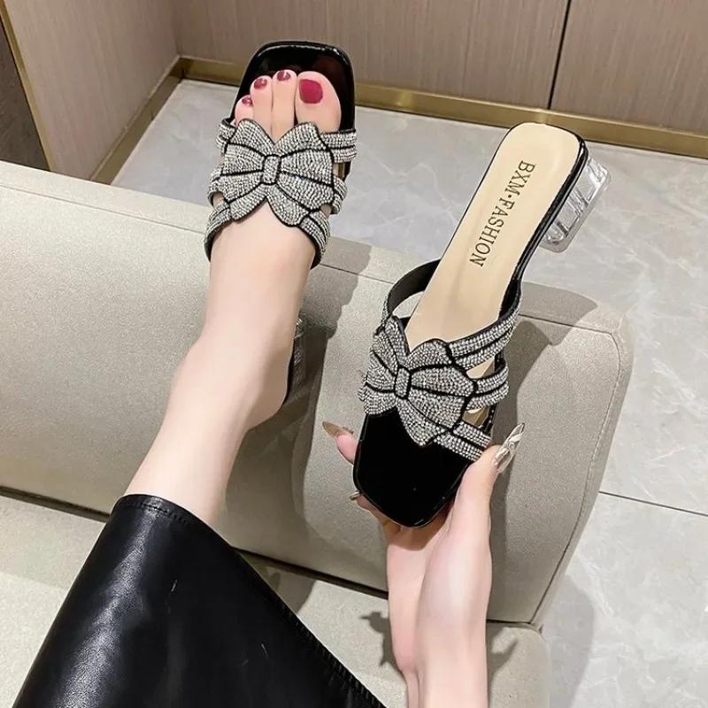 Fashion Italian Shoes  with Rhinestone Shoes for Women 2024 Designer Luxury Low Heels SlipOn Party Pumps