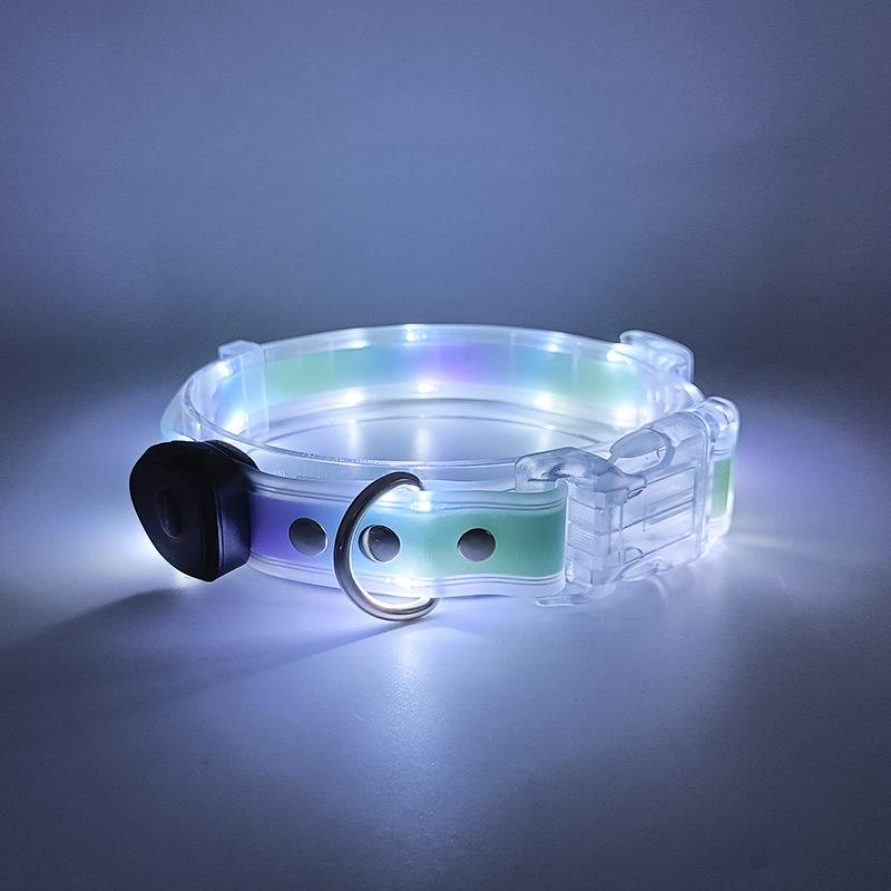 LED Leuchthalsband USB-Aufladung Haustierhalsband mit Licht PVC Geflochtenes Gurtband Hundeleine Leuchtendes Hundehalsband