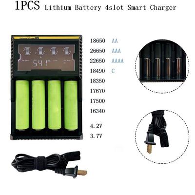1PCS Lithium Battery Four Slot  For Smart Charger LCD Display 3.7V-4.2V