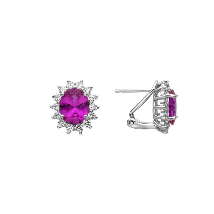 Boucles d'oreilles Luxenter Argent 925 avec Zirconia rose plaqué finition en rhodié - Dinoc