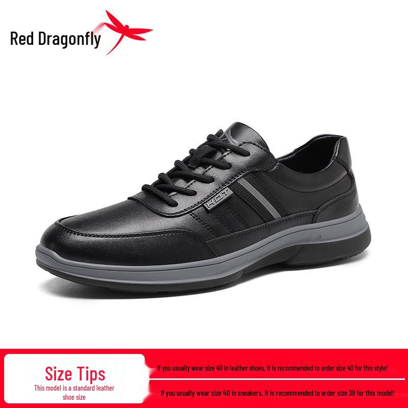Red Dragonfly Men s Lightweight Non-Slip Leather Running & Casual Shoes - Spring & Autumn Style 38 чёрный