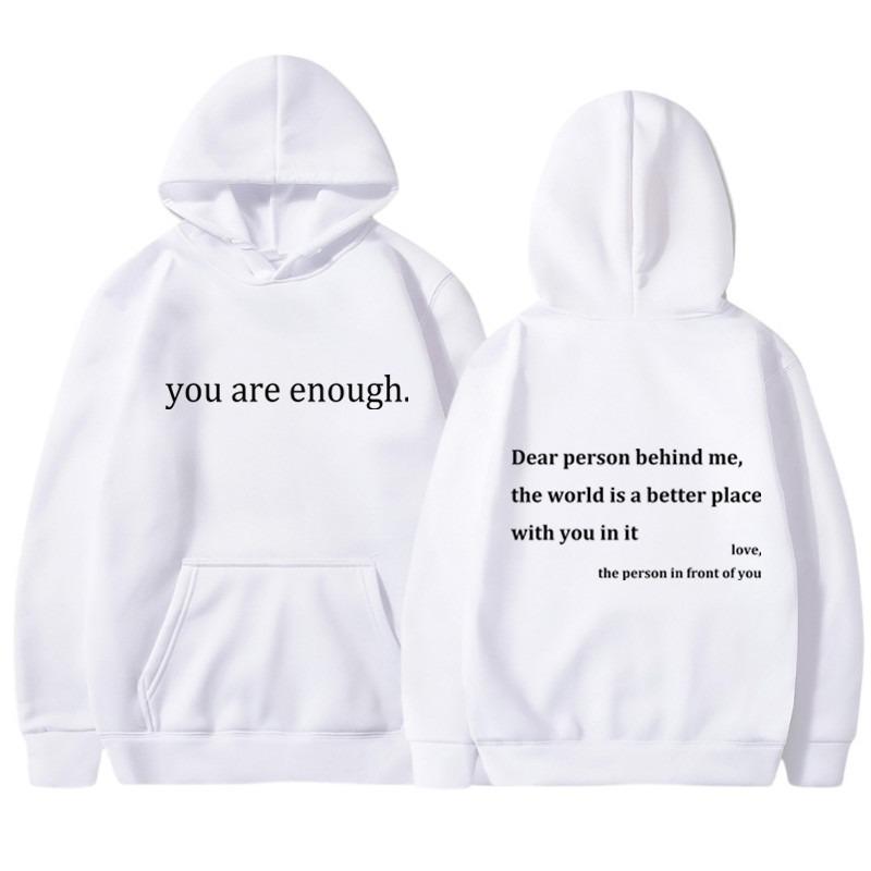 Neuer YOU ARE ENOUGH Print Hoodie Herbst Freizeit Sportbekleidung Plus Print Hoodies Herren Fleece Sweatshirt Hip Hop Freizeit Hoodie Vintage