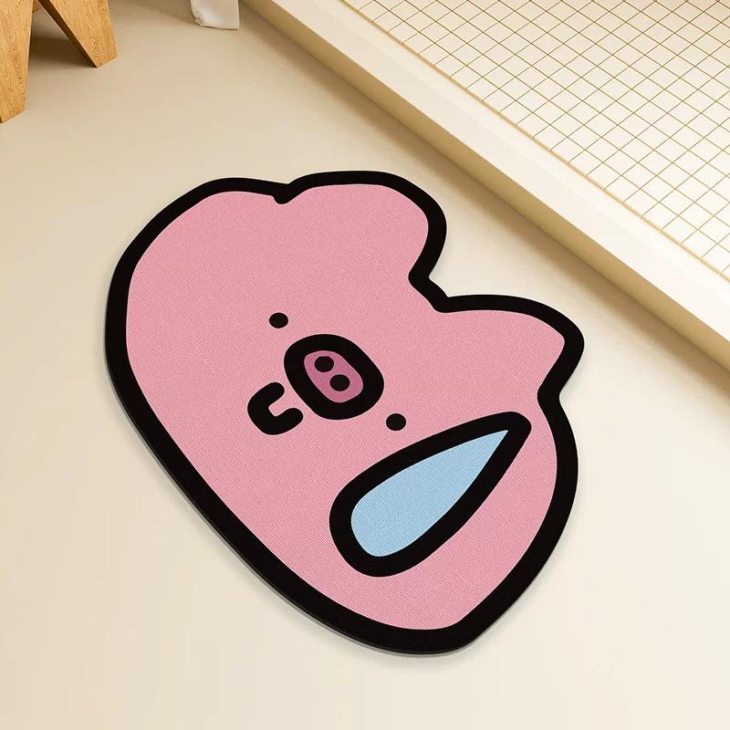 New Cute Cartoon Diatom Mud Floor Mat for Home, Bathroom, and Toilet, Absorbent, Non-Slip, Quick-Drying Bathroom Mat