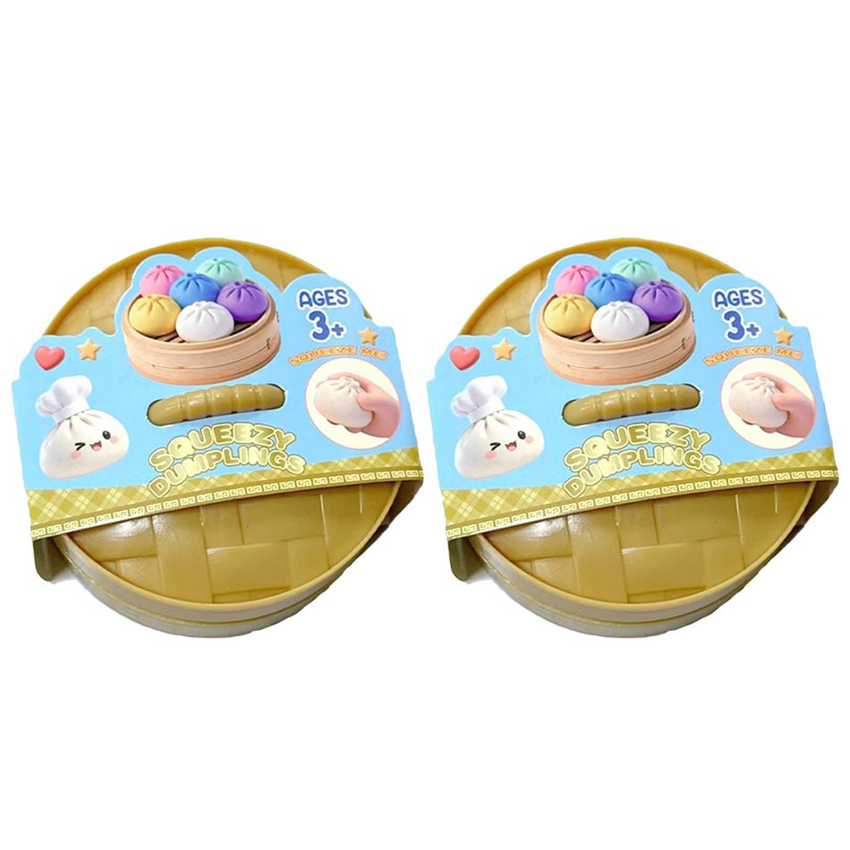 Glitter Dumpling Squishies Toy - Colorful Food Sensory Fidget Toy Anti-Stress Squeeze Balls  Box Baozi Dumpling