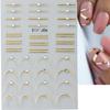 Strass 3D Linee Ondulate Argentate Adesivi per Unghie Decalcomanie Striscia Pizzo Perla Decorazioni per Nail Art Autoadesivi Gel Slider Manicure