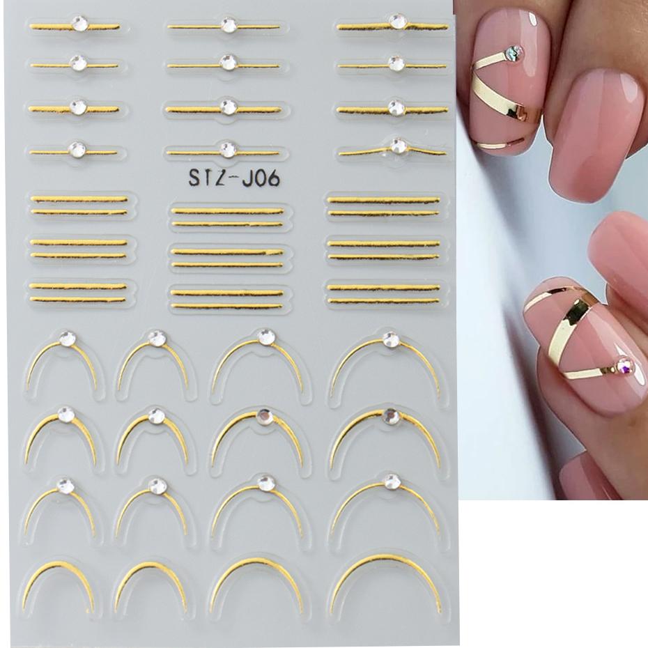 Strass 3D Linee Ondulate Argentate Adesivi per Unghie Decalcomanie Striscia Pizzo Perla Decorazioni per Nail Art Autoadesivi Gel Slider Manicure