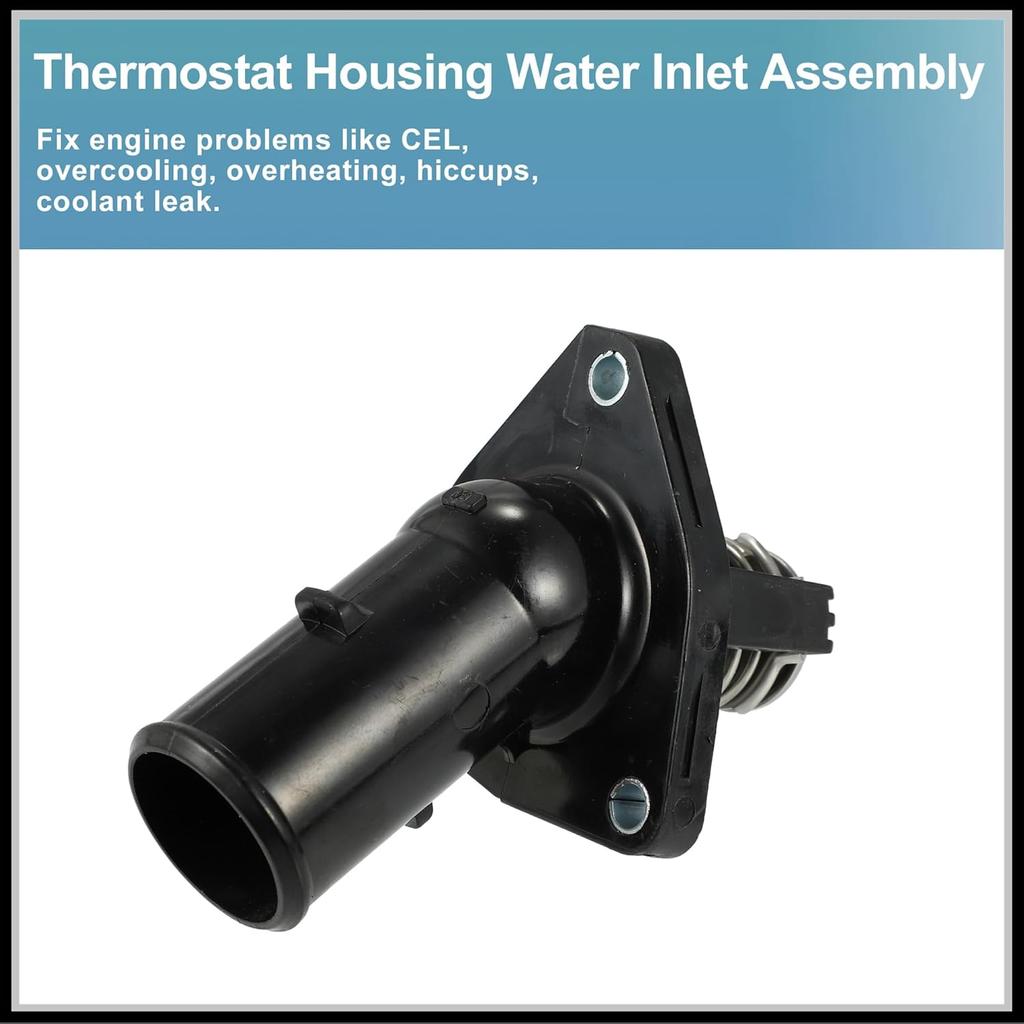 Engine Coolant Thermostat Housing Assembly Replacement for Lexus IS250 2006-2015, 1603131020 Metal Black 1Pc