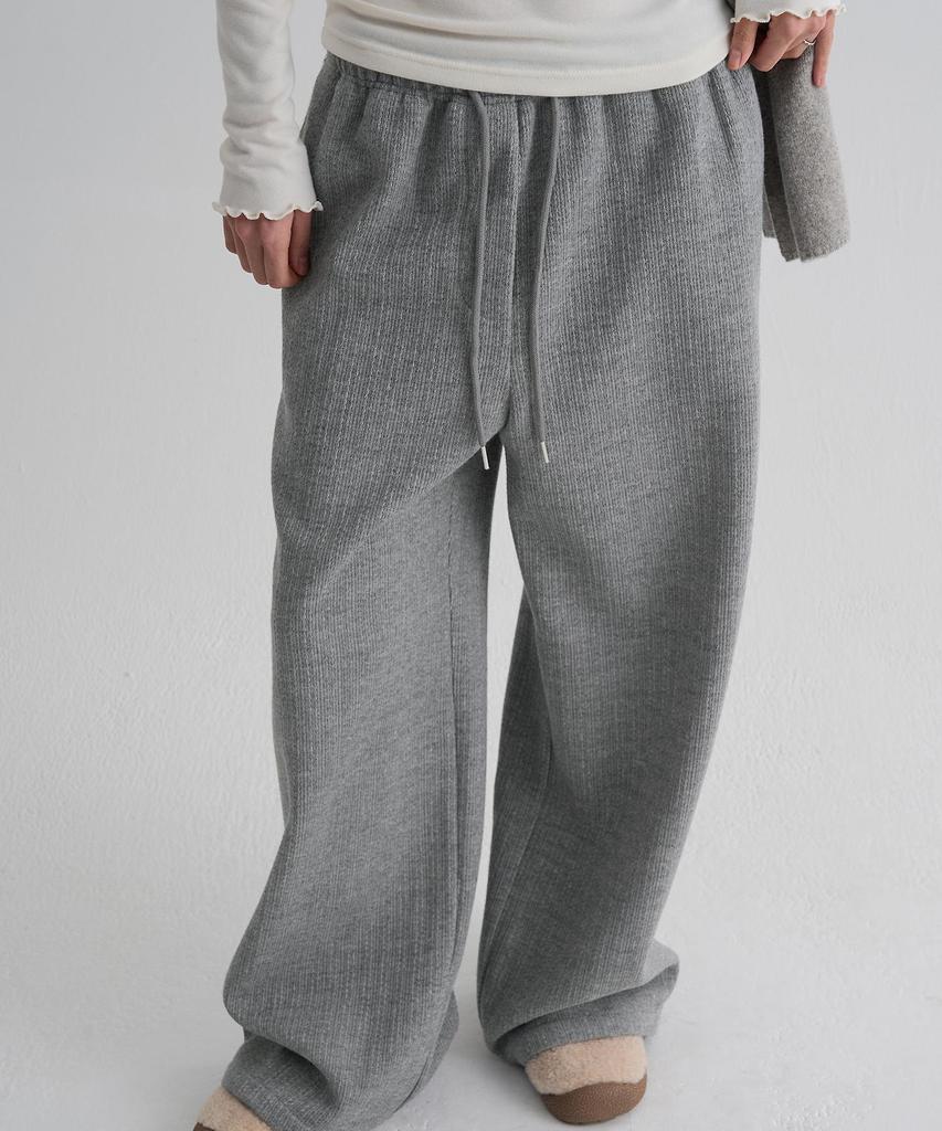 8SECONDS Knit-Like Texture Elastic Waist Pants Gray