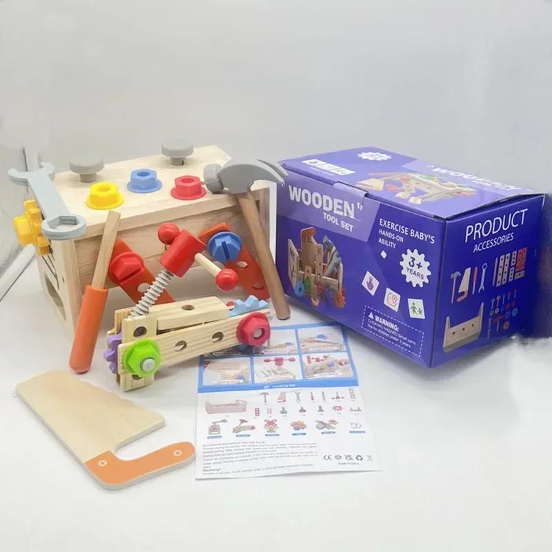 

Kids Wooden Toolbox Pretend Play Set Nut Disassembly Screw Assembly Simulation Repair Carpenter Tool Montessori Education Toys