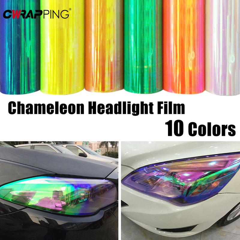 Car Tint Films PVC Headlight Taillight Wrap Cover Decal Waterproof Glossy Sticker Chameleon Color-Changing Film Cars Accessories