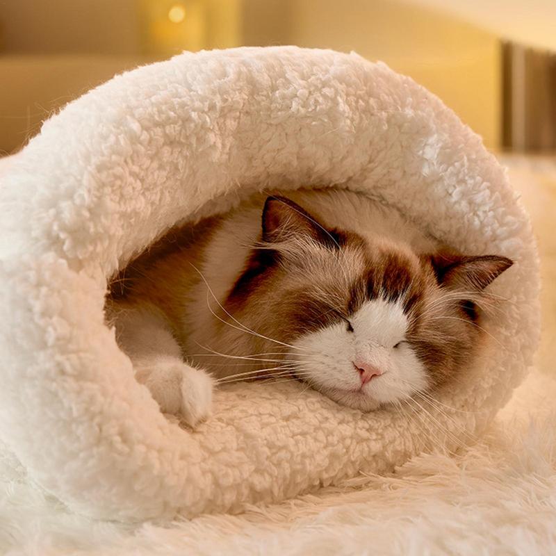 Cat Pet Mat Warming Pad Sack Soft and Comfortable Cat Bed Cave Cozy Cat Beds Easy Access Cat Sleeping Bag with Cute Bear Pattern