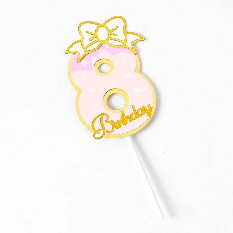 New Digital Decoration Happy Birthday Number Cake Insertion 0 1 2 3 4 5 6 7 8 9 Cake Topper Girls Boys Baby Party Supplies Decor