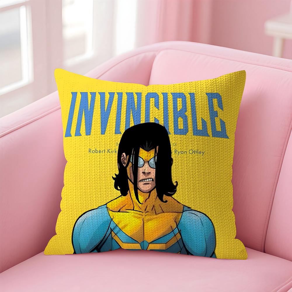 Anime IInvincible Cushion Cover Natural Linen Pillow Case DoubleSided Print Decorative Sofa Pillowcase Home Decor Gift