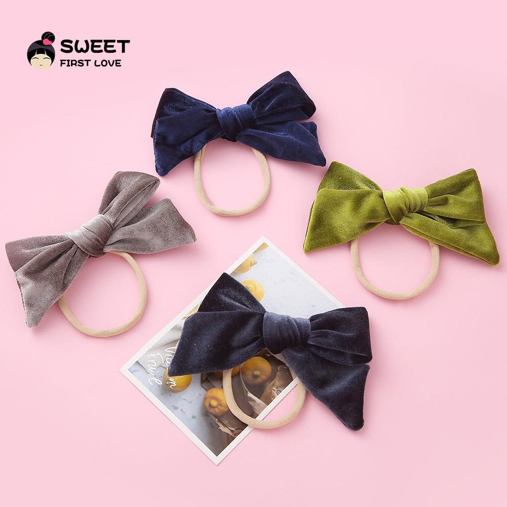 

Velvet Bow Hair Accessories for Girls - Thin Headband & Nylon Hair Tie Set