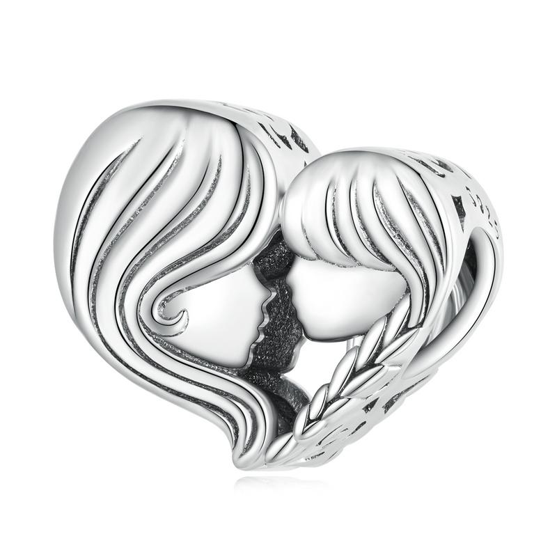 WOSTU 925 Silver Pink Love Heart Charms Bead Infinite Love Pendant Fit Bracelet Valentine Jewelry Mother's Day Gift