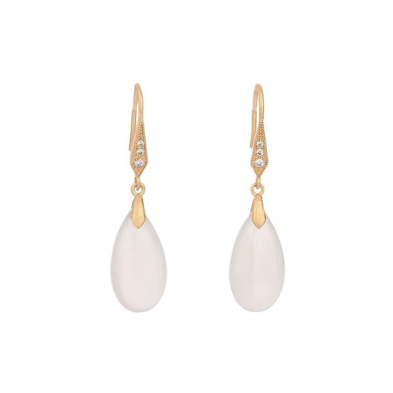 Chinese Style Qipao Earrings with Natural Chalcedony Agate Water Drop - Elegant and Fashionable Dangle Design