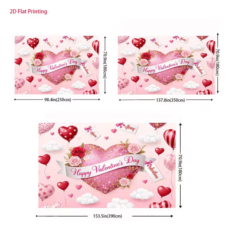 2D Rose Glitter Heart Backdrop for Valentine's Day & Couple Party Decor