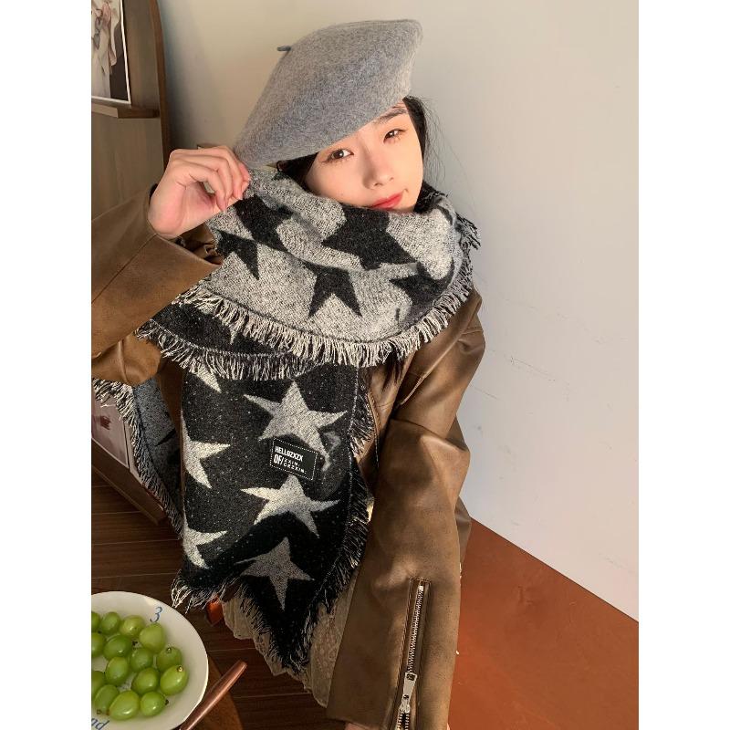 Korean Version of Star High End Scarf for Girls in Winter Thickened Qianqiao Warm Scarf Versatile Cold Proof Student Shawl