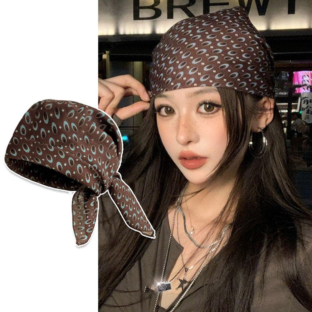 Spicy Girls Cashew Flower Print Scarf Geometric Shape Leopard Print Silk Scarf Punk Bandana Women