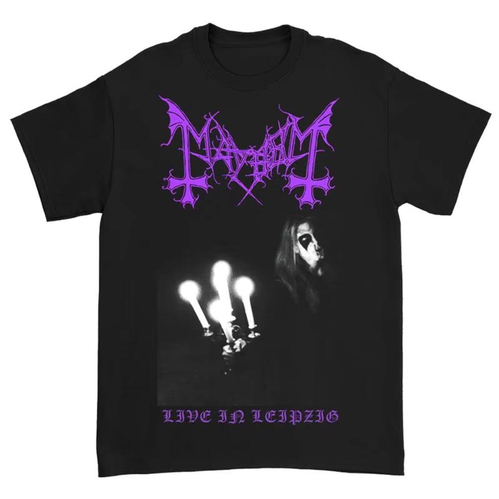 2025 Mayhem Norwegian Band Black Metal Rock Dark Wind Red American Retro Punk Street Men Women T-shirt High Street Short Sleeve