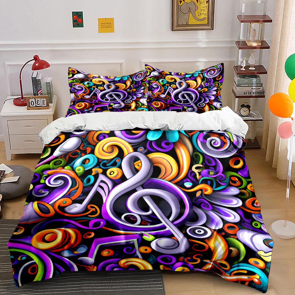 Music-Themed Home Décor Set Multiple Sizes Kid'S And Adults' Bedroom Exquisite 3Pc Bedding Set, Gift