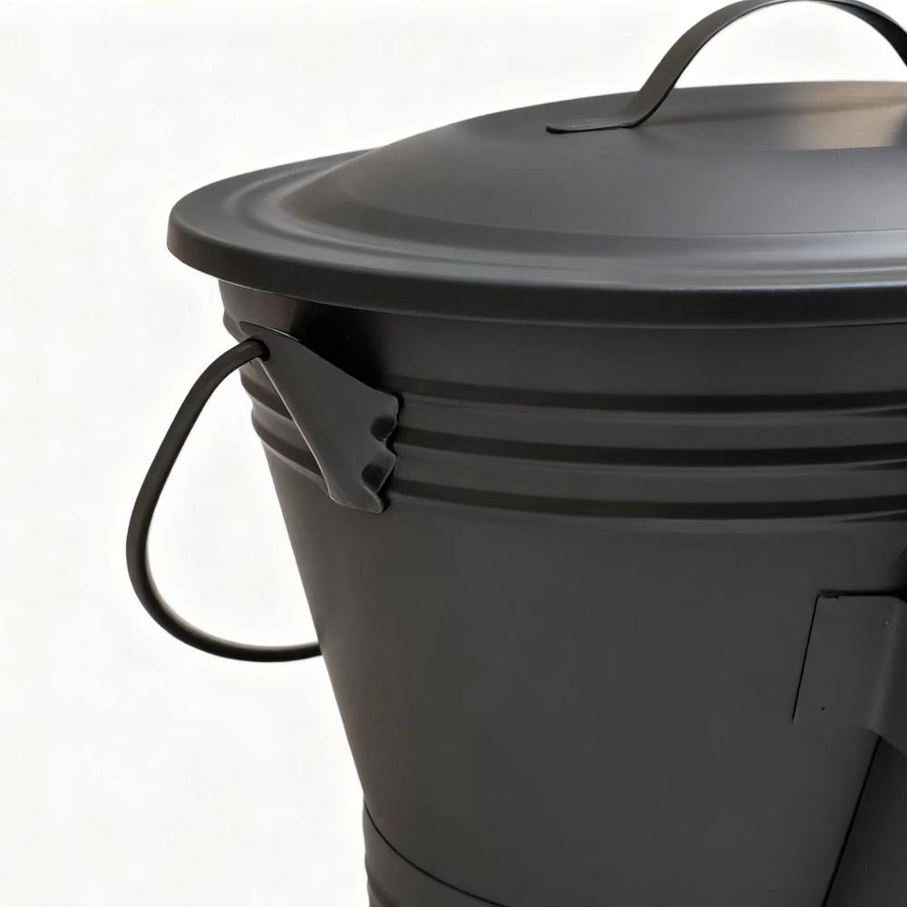 Ash Removal Fireplace Ash Bucket Large Capacity Heavy Duty Ash Shovel Brush Bucket Set Rust Resistant with Lid