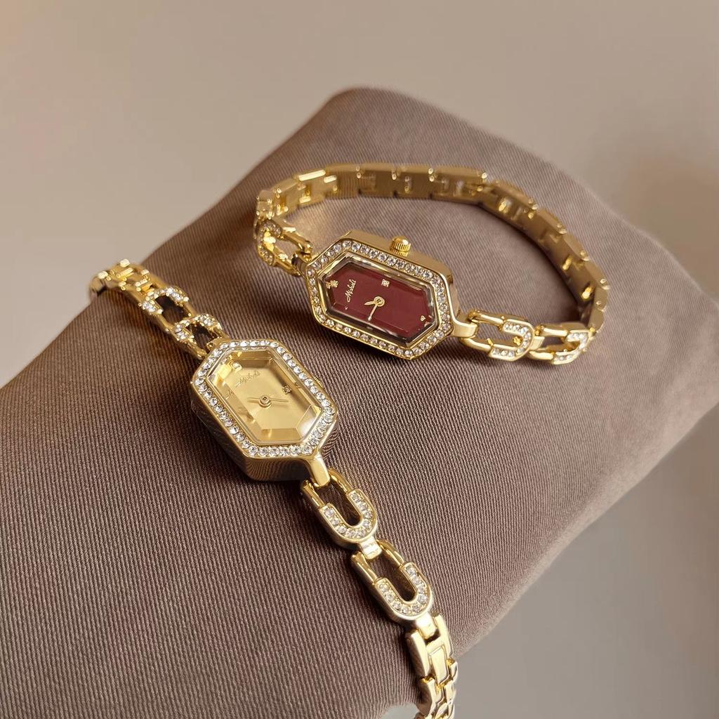Luxury Women Watch Hexagonal Dial U-shaped Link Bracelet Wristwatch Quartz Elegant Vintage Ladies Dress Watches Party Gift