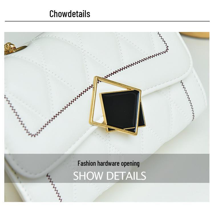Women's Diamond Pattern Embroidered Chain Crossbody Bag