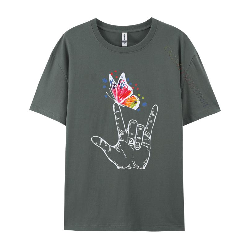 I Love You Hand Sign Language Butterfly Tshirts Vintage Tshirt Printed Tshirt Cute Pattern Tees Tops