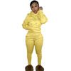 Einfarbiges Hoodie-Trainingsanzug-Set Damen Langarm Kapuzenoberteil Kordelzug Jogginghose Täglich Lounge Straße Lässig Sportbekleidung