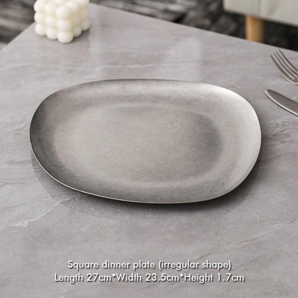 Plato de Cena Multifuncional de Metal Vintage Vajilla Irregular para Huesos Platos Retro para Comida Uso para Cenar