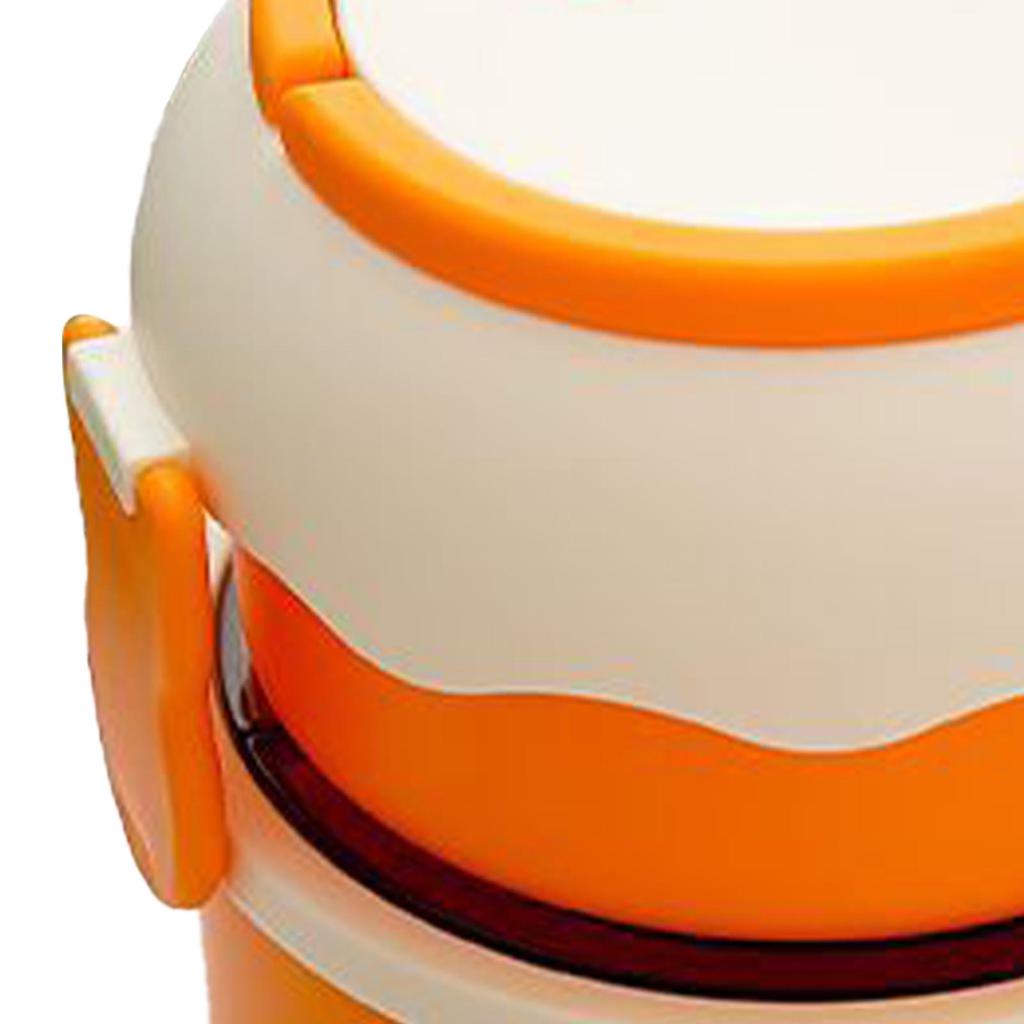 Lunch Box 2 Tier 3 Compartment Large Capacity Microwavable Cute Portable Bento Lunch Box Orange