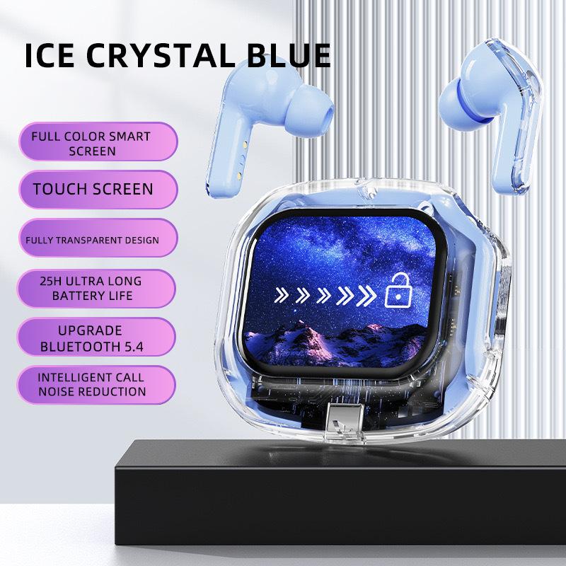 Wireless Bluetooth-compatible Earphones Intelligent Touch Color LCD Screen TWS Earbuds HIFI Noise Reduction Stereo Earphones