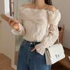 New Arrivals Open Run Off Shoulder Blouse Wave Sheer Top