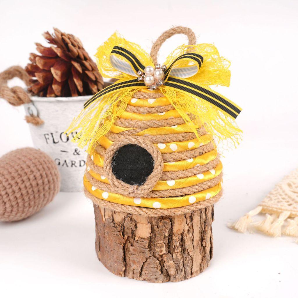 Bee Skep Honeycomb Festive Decor In Jute Material For Celebrations And Parties