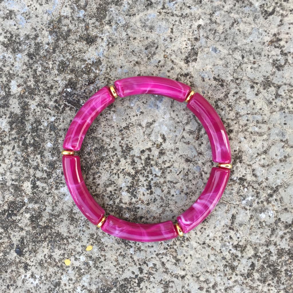 2025 Trendy Colorful Acrylic Bamboo Beads Bracelet for Women Stretch Resin Tube Beaded Cuff Bracelets Bangle Men Fashion Jewelry