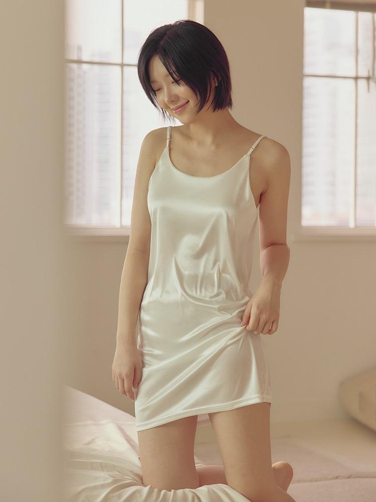 Maleunpaibeu Satin Silk Inner Long Slip Dress_2 Colors