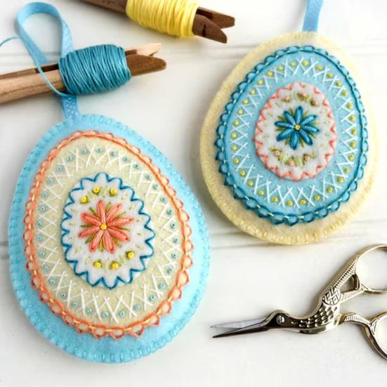 Easter Egg Embroidery Felt Kit DIY Craft Set with Embroidery Design Handmade Felt Easter Egg Ornament