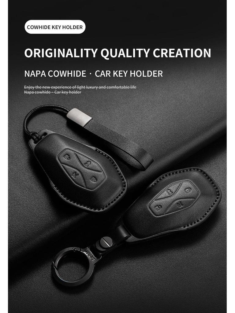 Genuine Leather Key Case for Jihu Alpha S5, Kaola T5, BAIC New Energy ARCFOX Cars