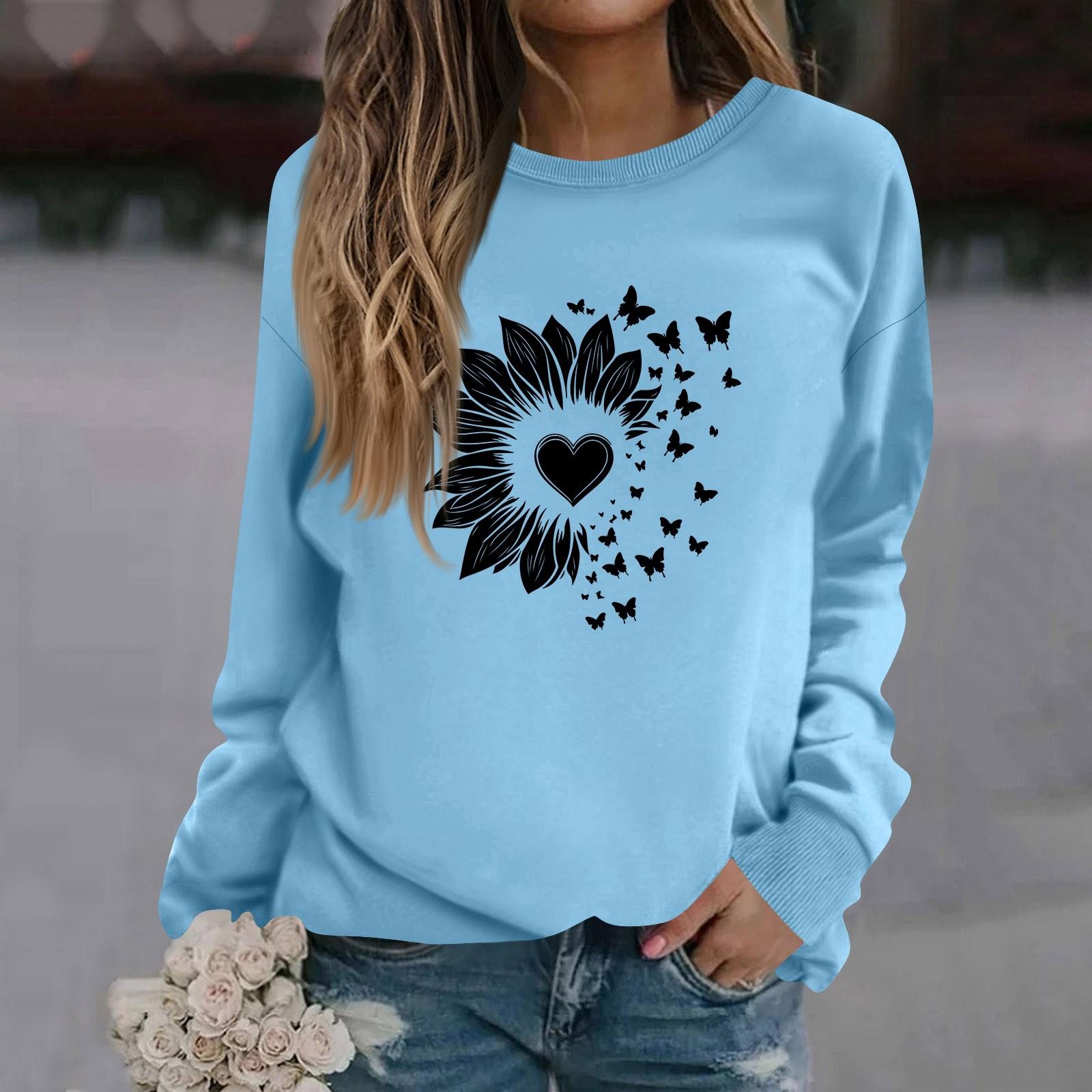 

Женская модная повседневная толстовка с длинным рукавом и круглым вырезом с принтом L