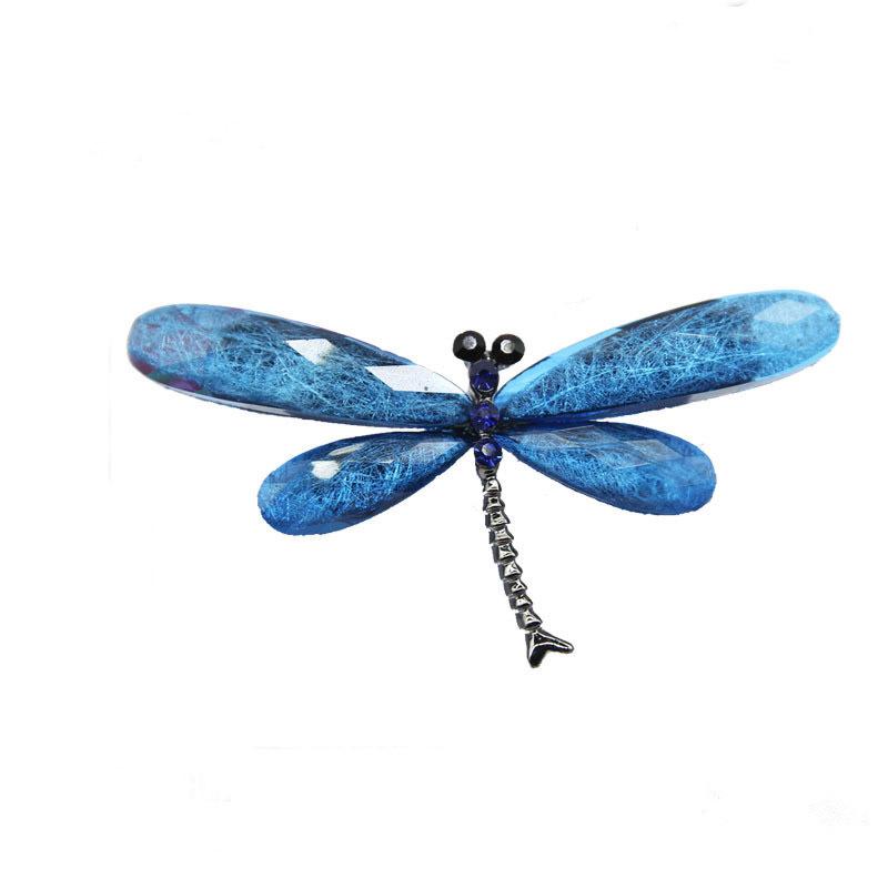 Retro European & American Brushed Acrylic Crystal Dragonfly Brooch - Exaggerated Personality Electroplated Black Dragonfly Pin Accessories