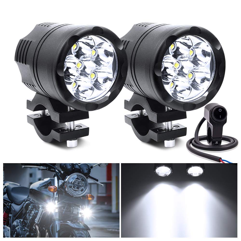Motorcycle Auxiliary 60W LED Fog Work High Set of 2 Waterproof Switch X-STYLE Headlight, Light, Light, Light, 12V/24V Compatible, 6-LED Spotlight,