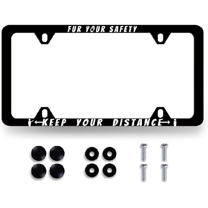 Blue Boho Flowers License Plate Frame Cute Floral License Plate Personalise Auto Parts For Men Women Car Decoration Stainless Steel Funny License